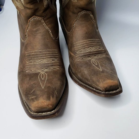 Durango Stitched Pattern Western Pointed Toe Boots 6M - Picture 6 of 15